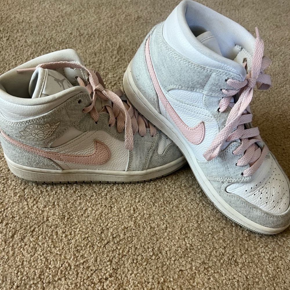 Nike Mid Air Jordan- White, Light Grey, & Pink- Woman’s Size 7